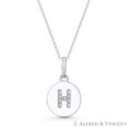 thumbnail image 1 of Initial Letter "H" Cubic Zirconia Crystal Round Disc Pendant in Solid 14k White Gold, 1 of 1