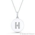 thumbnail image 1 of Initial Letter "H" Cubic Zirconia Crystal Round Disc Pendant in Solid 14k White Gold, 1 of 1