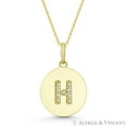 thumbnail image 1 of Initial Letter "H" Cubic Zirconia Crystal Round Disc Pendant in Solid 14k Yellow Gold, 1 of 1
