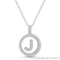 thumbnail image 1 of Initial Letter "J" Cubic Zirconia CZ Crystal Pave Pendant in .925 Sterling Silver w/ Rhodium, 1 of 1