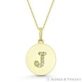 thumbnail image 1 of Initial Letter "J" Cubic Zirconia Crystal Round Disc Pendant in Solid 14k Yellow Gold, 1 of 1