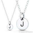 thumbnail image 1 of Initial Letter "J" Engraved Tiny 11x8mm (0.4"x0.3") Circle Pendant & Chain Necklace in .925 Sterling Silver, 1 of 3