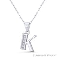 thumbnail image 1 of Initial Letter "K" Block Script Cubic Zirconia CZ Crystal 20x10mm (0.8x0.4in) Pendant in .925 Sterling Silver w/ Rhodium, 1 of 1