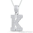 thumbnail image 1 of Initial Letter "K" Block Script Cubic Zirconia CZ Crystal Pendant in .925 Sterling Silver w/ Rhodium, 1 of 1