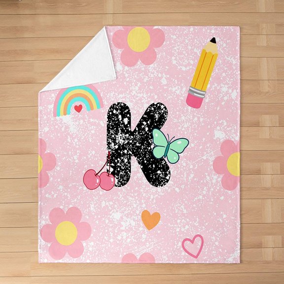 Initial Letter K Fleece Throw Blanket Throw 30" x 40"