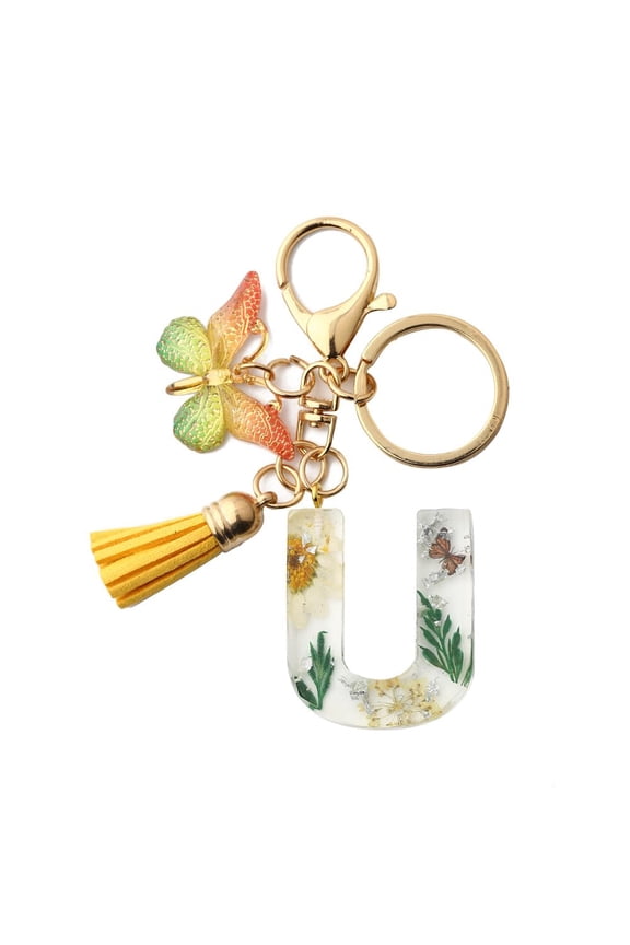 Initial Letter Keychain- Butterfly Keychain Cute Resin- Initial Backpack Charms.