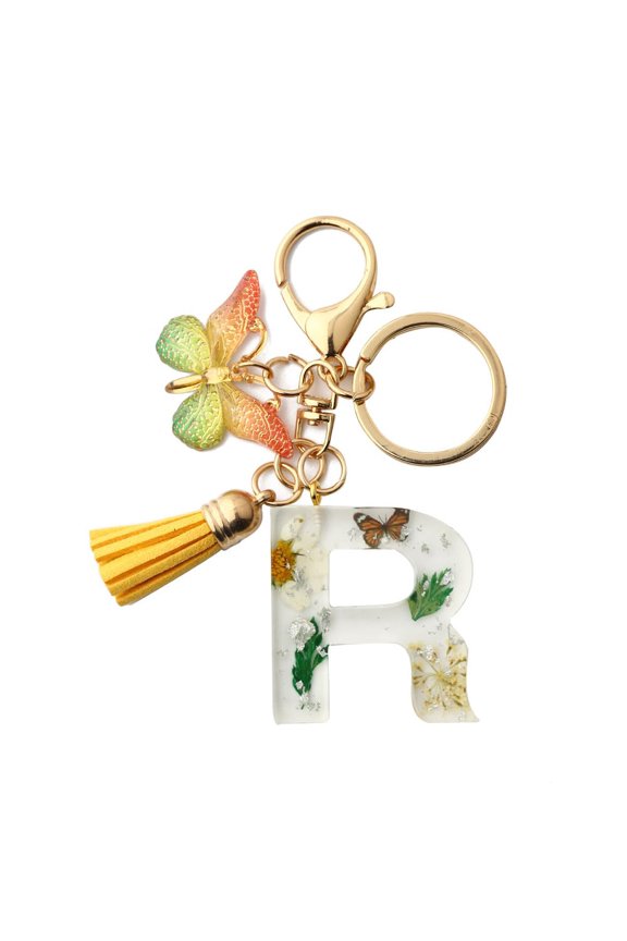Initial Letter Keychain, Butterfly Keychain Cute Resin, Initial Backpack Charms