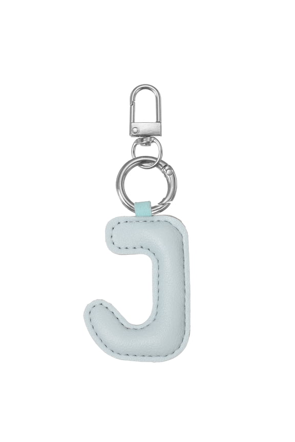 Initial Letter Keychain, Cute Leather Alphabet Keychains Pendant Charm for Women Bags Charm Key Purse Handbag Accessories, Light Blue (Letter J)