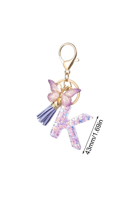 Initial Letter Keychain Gift for Women Girls Bling Sparkly Cute Backpack Car Key Accessories Lanyard