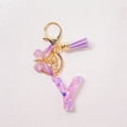 thumbnail image 1 of Initial Letter Keychains for Women, Personalized Sparkly Resin Alphabet Keychain with Tassel, Cute Purple Car Key Chain Accessory for Backpack, Purse, Wallet, Gift for Her, Sister, Mom, Friend, 1 of 4