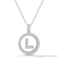 thumbnail image 1 of Initial Letter "L" Cubic Zirconia CZ Crystal Pave Pendant in .925 Sterling Silver w/ Rhodium, 1 of 1