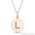 thumbnail image 1 of Initial Letter "L" Cubic Zirconia Crystal Round Disc Pendant in Solid 14k Rose Gold, 1 of 1