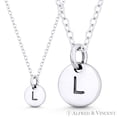 thumbnail image 1 of Initial Letter "L" Engraved Tiny 11x8mm (0.4"x0.3") Circle Pendant & Chain Necklace in .925 Sterling Silver, 1 of 3