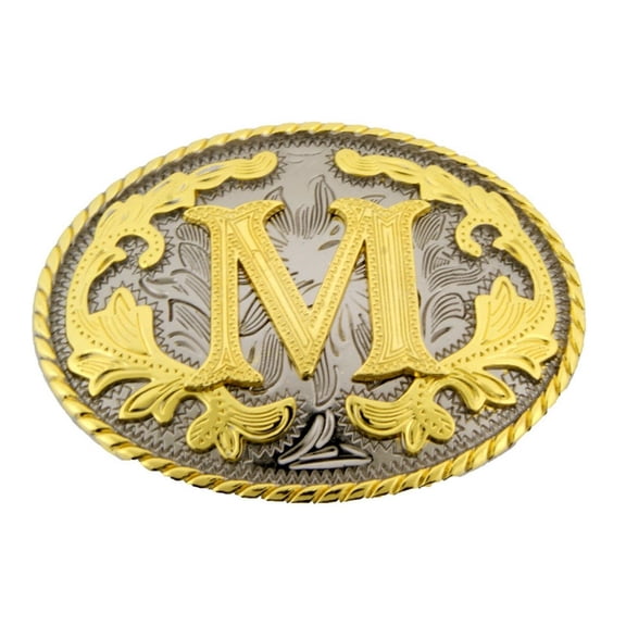 Initial Letter " M" Belt Buckle Monogram Middle Initial Alphabet Western Cowoy Cowgirl Unisex Men Women Rodeo Costume New Style
