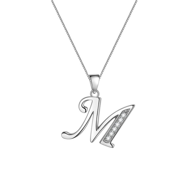 Initial Letter M Necklace 925 Sterling Silver Personalized Alphabet