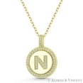 thumbnail image 1 of Initial Letter "N" Cubic Zirconia CZ Crystal Pave Pendant in .925 Sterling Silver w/ 14k Yellow Gold, 1 of 1