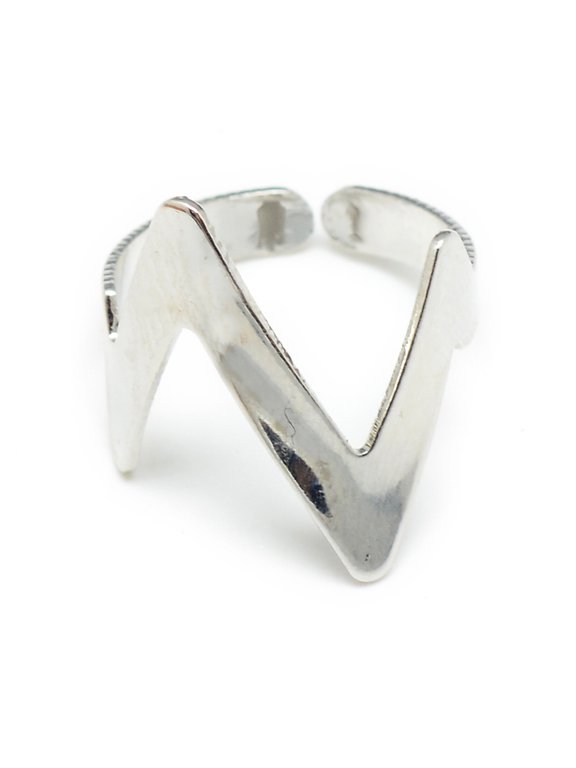 Initial Letter N Open Ring Iron Cuff Ring for Women Stainless Steel Color Size 4 1/4(15mm)