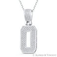 thumbnail image 1 of Initial Letter "O" Block Script Cubic Zirconia CZ Crystal Pendant in .925 Sterling Silver w/ Rhodium, 1 of 1