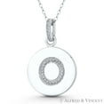 thumbnail image 1 of Initial Letter "O" Cubic Zirconia CZ Crystal 28x18mm (1.1"x0.7") Circle Pendant & Chain Necklace in .925 Sterling Silver w/ Rhodium, 1 of 1