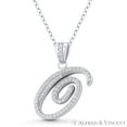 thumbnail image 1 of Initial Letter "O" Cursive Script Cubic Zirconia CZ Crystal Pendant in .925 Sterling Silver w/ Rhodium, 1 of 1