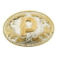 thumbnail image 1 of Initial Letter "P " Belt Buckle Monogram Middle Initial Alphabet Western Cowoy Cowgirl Unisex Men Women Rodeo Costume New Style, 1 of 2