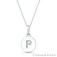 thumbnail image 1 of Initial Letter "P" Cubic Zirconia Crystal Round Disc Pendant in Solid 14k White Gold, 1 of 1