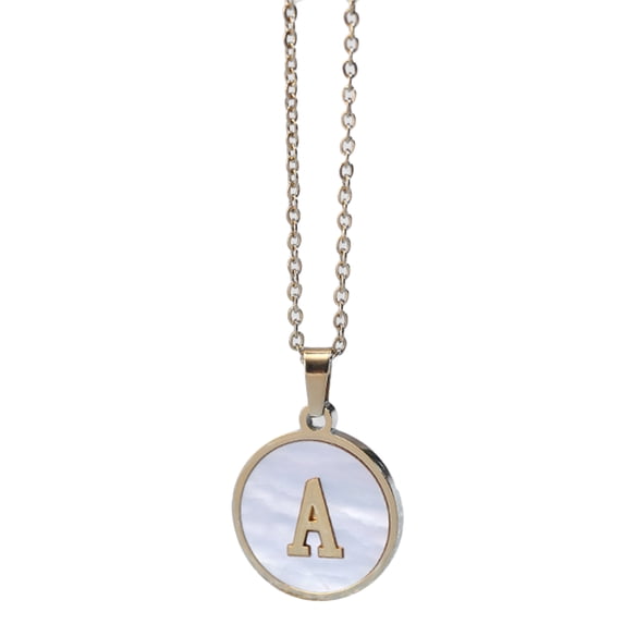 Initial Letter Pendant Necklace Minimalist Stainless Steel Round Gold Initial Necklaces for Women