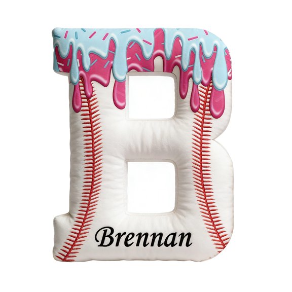 Initial Letter Pillow for Sofa Bedroom Living Room Custom Irregular-Shaped Cushion Romantic Basketball Alphabet Pillow Decor Gift for Valentine's Day Anniversary