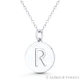 thumbnail image 1 of Initial Letter "R" Cutout 20x15mm (0.8in x 0.6in) Round Disc Pendant in .925 Sterling Silver, 1 of 1
