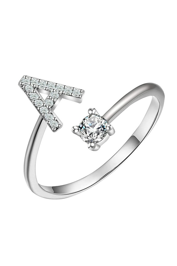 Initial Letter Rings For Women Adjustable Silver Jewelry Alphabet For Her Girlfriend Sister
