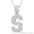 thumbnail image 1 of Initial Letter "S" Block Script Cubic Zirconia CZ Crystal Pendant in .925 Sterling Silver w/ Rhodium, 1 of 1