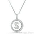 thumbnail image 1 of Initial Letter "S" Cubic Zirconia CZ Crystal Pave Pendant in .925 Sterling Silver w/ Rhodium, 1 of 1