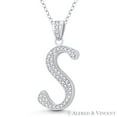thumbnail image 1 of Initial Letter "S" Cursive Script Cubic Zirconia CZ Crystal Pendant in .925 Sterling Silver w/ Rhodium, 1 of 1