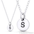 thumbnail image 1 of Initial Letter "S" Engraved Tiny 11x8mm (0.4"x0.3") Circle Pendant & Chain Necklace in .925 Sterling Silver, 1 of 3