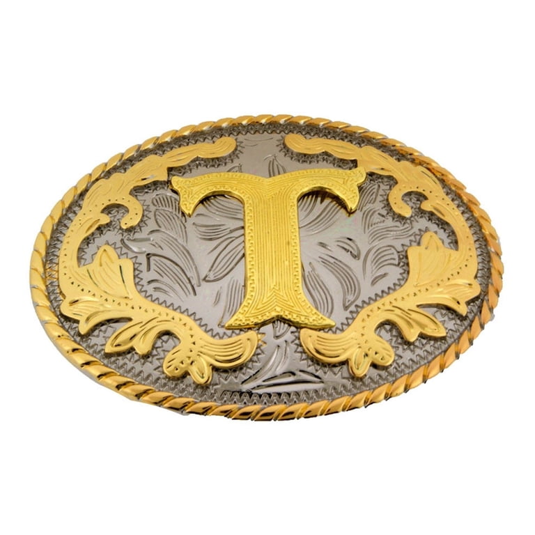 New gold western initial letter T belt Buckle ALL LETTERS AVAILABLE Initial Letter  main image 2