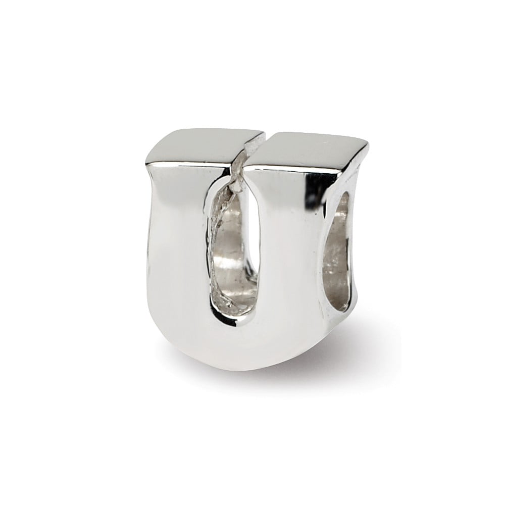 Initial Letter U Charm .925 Sterling Silver Reflection Beads - QRS468U