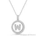 thumbnail image 1 of Initial Letter "W" Cubic Zirconia CZ Crystal Pave Pendant in .925 Sterling Silver w/ Rhodium, 1 of 1