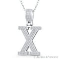 thumbnail image 1 of Initial Letter "X" Block Script Cubic Zirconia CZ Crystal Pendant in .925 Sterling Silver w/ Rhodium, 1 of 1