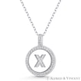 thumbnail image 1 of Initial Letter "X" Cubic Zirconia CZ Crystal Pave Pendant in .925 Sterling Silver w/ Rhodium, 1 of 1