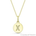 thumbnail image 1 of Initial Letter "X" Cubic Zirconia Crystal Round Disc Pendant in Solid 14k Yellow Gold, 1 of 1