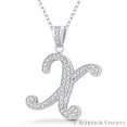 thumbnail image 1 of Initial Letter "X" Cursive Script Cubic Zirconia CZ Crystal Pendant in .925 Sterling Silver w/ Rhodium, 1 of 1