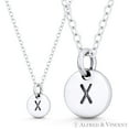 thumbnail image 1 of Initial Letter "X" Engraved Tiny 11x8mm (0.4"x0.3") Circle Pendant & Chain Necklace in .925 Sterling Silver, 1 of 3