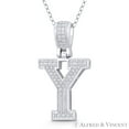 thumbnail image 1 of Initial Letter "Y" Block Script Cubic Zirconia CZ Crystal Pendant in .925 Sterling Silver w/ Rhodium, 1 of 1