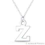 Initial Letter "Z" 20x13mm 0.8in x 0.5in Charm Pendant in .925 Sterling Silver