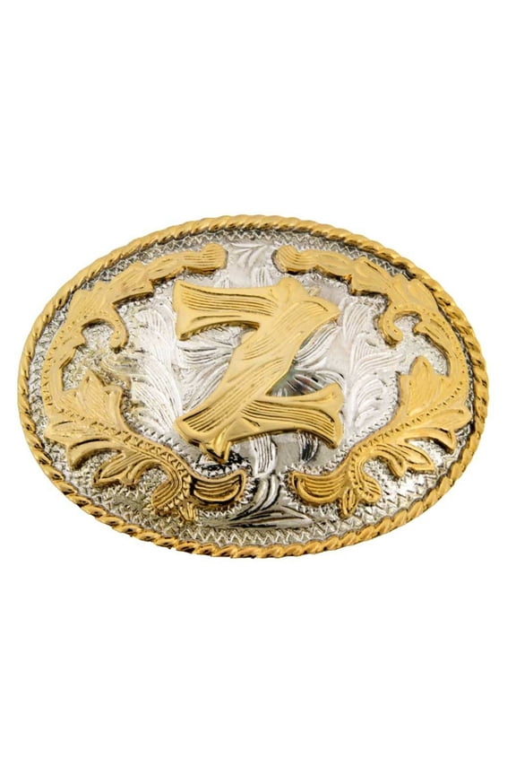 Initial Letter "Z " Belt Buckle Monogram Middle Initial Alphabet Western Cowoy Cowgirl Unisex Men Women Rodeo Costume New Style