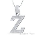 thumbnail image 1 of Initial Letter "Z" Block Script Cubic Zirconia CZ Crystal Pendant in .925 Sterling Silver w/ Rhodium, 1 of 1