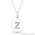 thumbnail image 1 of Initial Letter "Z" Cubic Zirconia Crystal Round Disc Pendant in Solid 14k White Gold, 1 of 1