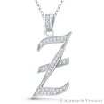 thumbnail image 1 of Initial Letter "Z" Cursive Script Cubic Zirconia CZ Crystal Pendant in .925 Sterling Silver w/ Rhodium, 1 of 1