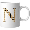 thumbnail image 1 of Initial Letters Decor Coffee Mugs, Halloween Diamond Plaid Monogram Letter K Mug, Any Letter Floral Alphabet Coffee Cup For Her Birthday Christmas Mothers Day Coffee Mug 11oz, 1 of 5