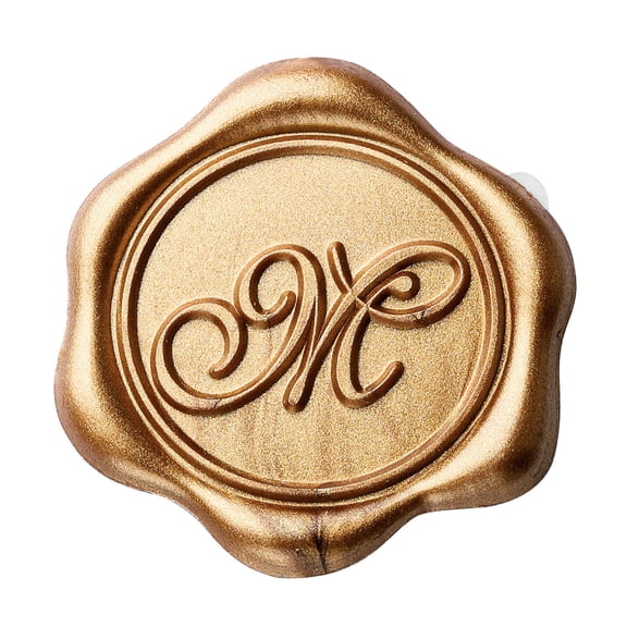 Initial Alphabet M Wax Seal Stickers, 50 Pack Self-Adhesive Bronze Gold Letter Seals, for Wedding, Party, Birthday, Christmas Invitations, Envelopes, Cards, Gift Wrapping, DIY